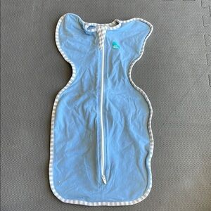 Love to Dream Blue Swaddle with Striped Trim